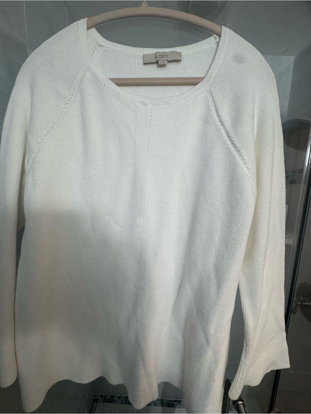 LOFT Ivory Scoop Neck Lightweight Knit Top